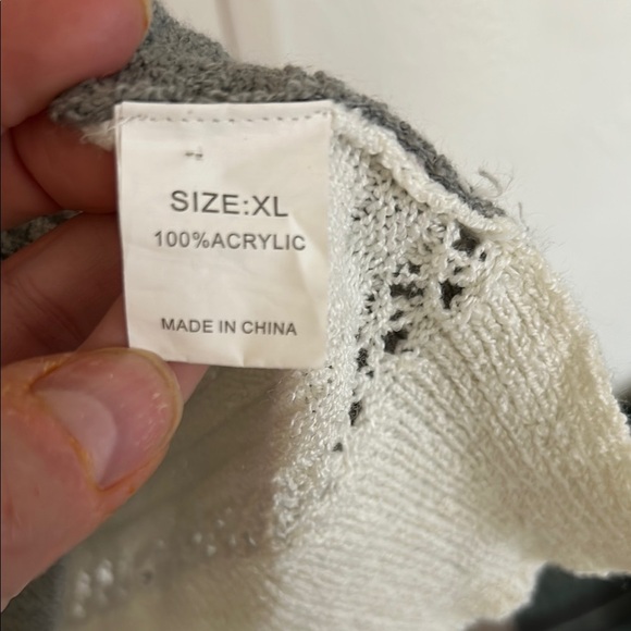 Striped Gray and Orange Women's Sweater - Picture 2 of 3